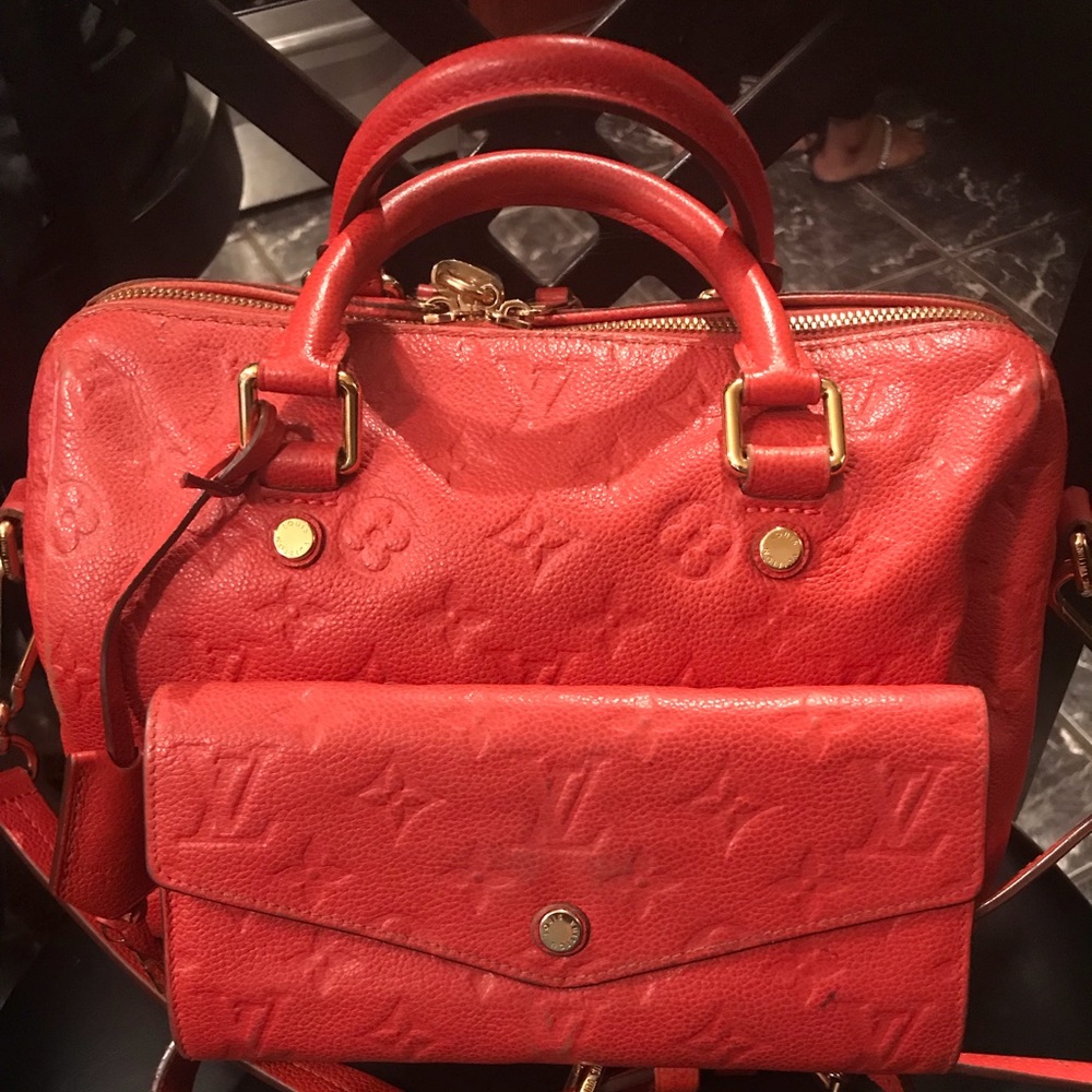 Louis Vuitton Red Bandouliere Speedy with wallet